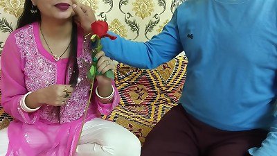 Indian super-sexy hubby wife celebrate special Valentine week happy Rose day dirty converse in hindi voice saara give footjob