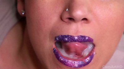 Close up oral job and mouthful